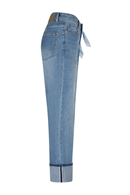 Kim High Hem jeans & scarf stoneused