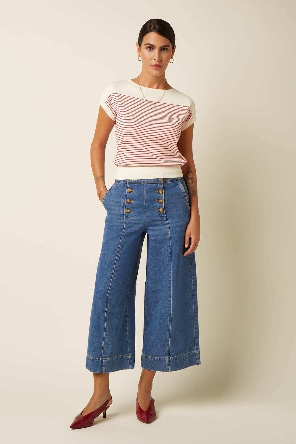 Melody Sailor Culotte Denim Blue Tint - Jeans