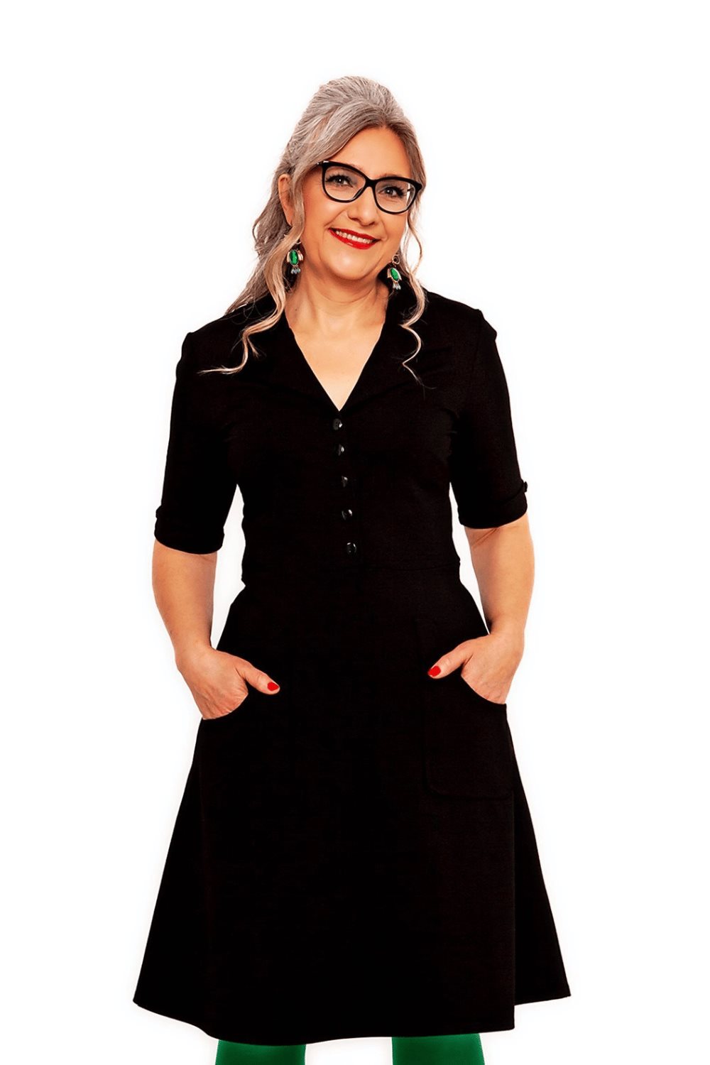 Cissi och Selma - Monica dress Black - classic cotton jersey shirt dress in  retro style