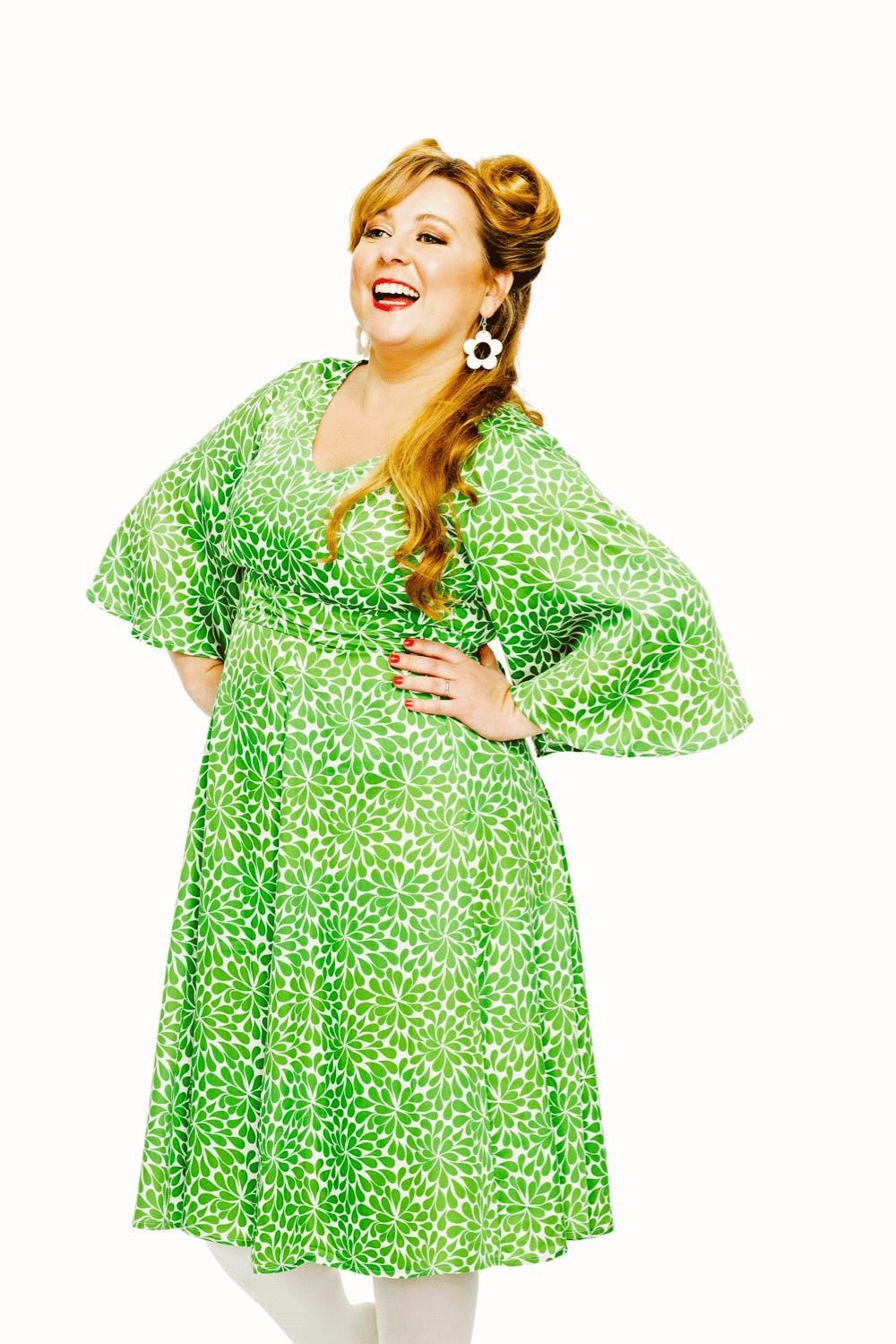 Cissi och Selma Gullan dress Plurr Grön | Empire-cut party dress with butterfly sleeves