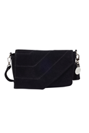 Shoulder strap bag in black suede