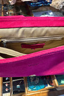 Shoulder strap bag in hot pink suede