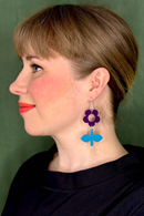 Earrings Blom Apelsin/Basilika liten - Orange and green flower