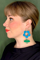 Earrings Flora Solros/Apelsin - large flower in Yellow/Orange