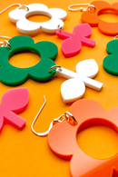 Earrings Flora Solros/Apelsin - large flower in Yellow/Orange