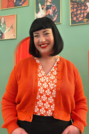 Sigrid cardigan Apelsin - Orange - knitted in organic cotton