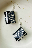 Bookie Earrings Black dotted - miniature books