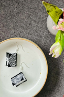 Bookie Earrings Black dotted - miniature books