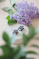 Bookie Earrings Polkadot black&white - miniature book