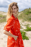 Guldhorn Smooth Poplin klänning Red/Chalk tropfuzz