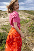 Minna Smooth Poplin skirt Red/Chalk Tropfuzz - Midi skirt in red floral print