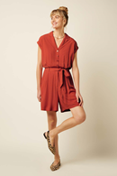 Maria Playsuit Deniz Summer Fig - Red Short Jumpsuit