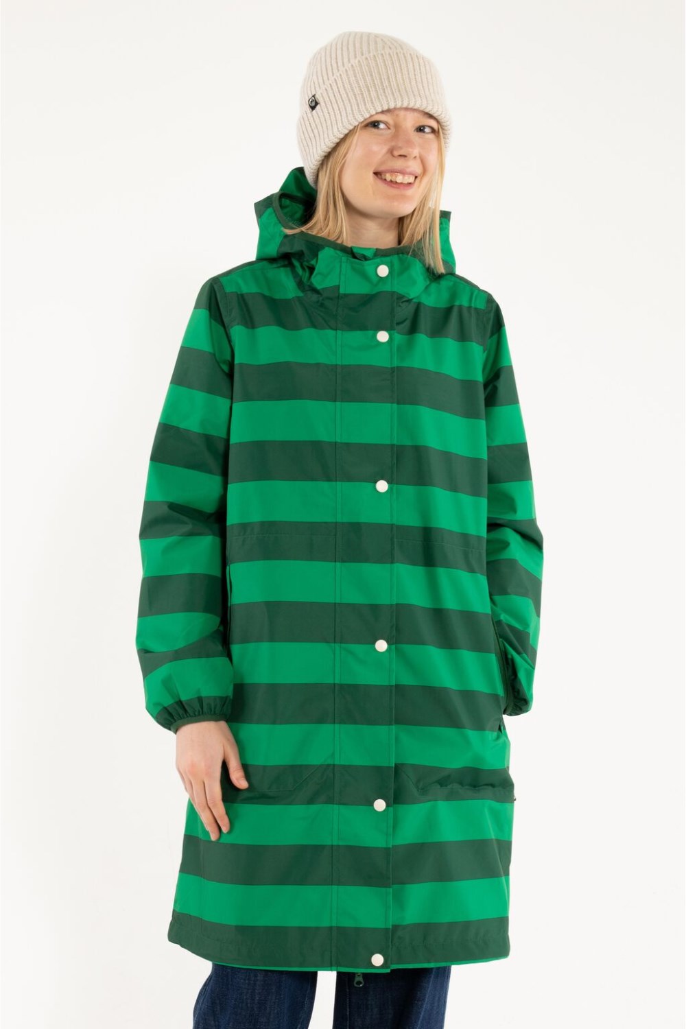 Danefae Edith raincoat jubilaeum - Striped green rain jacket