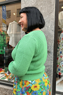 Sigrid cardigan Björk - Mint green knitted cardigan in organic cotton