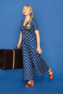 Cissi och Selma Britta jumpsuit Midsommardans blå - Blue organic cotton jersey jumpsuit