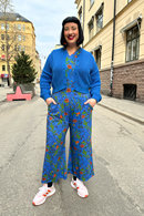 Cissi och Selma Molly pants Ogräs Blå - Blue floral print viscose jersey trousers