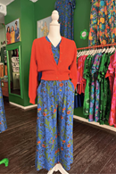 Cissi och Selma Molly pants Ogräs Blå - Blue floral print viscose jersey trousers