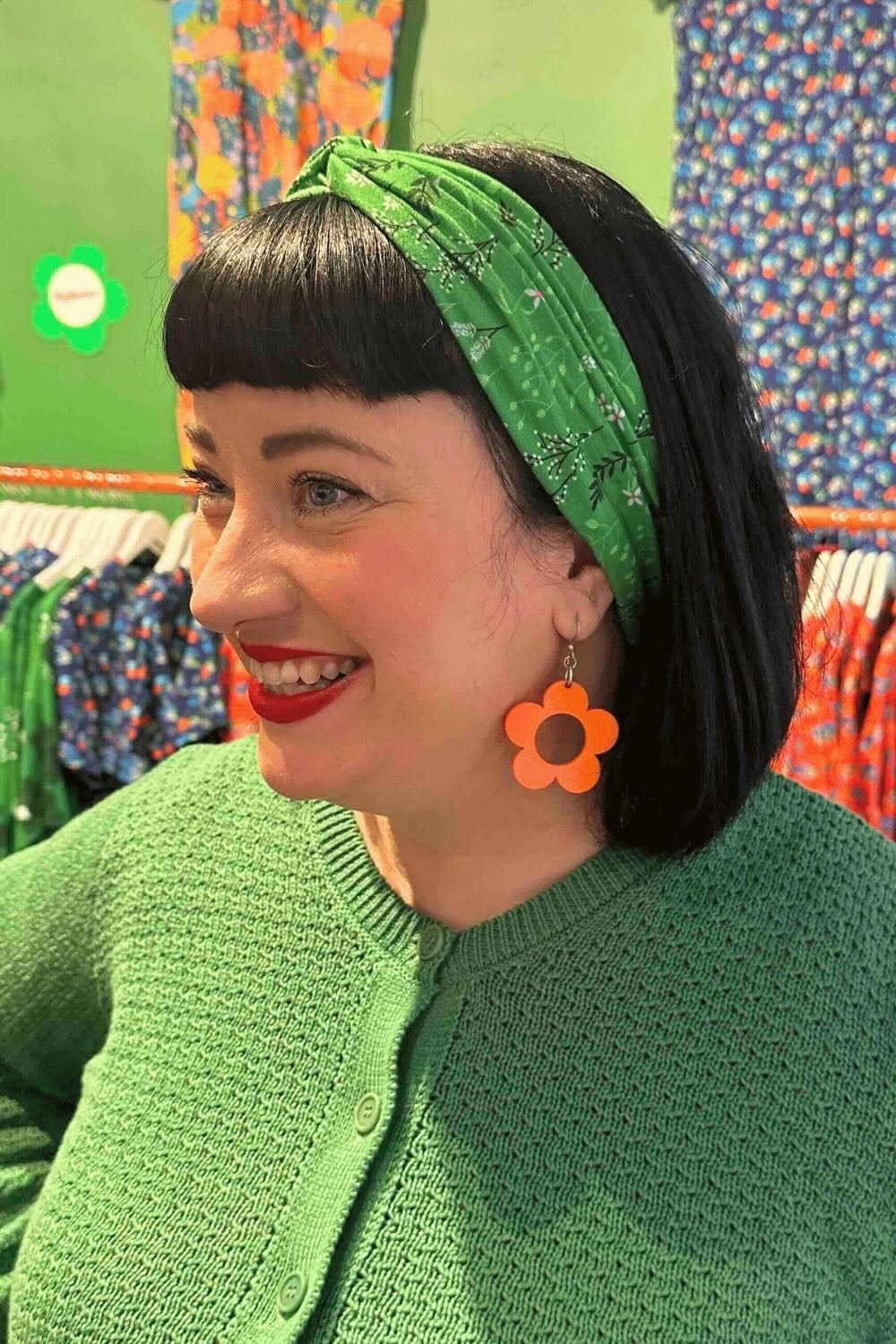 Hedda headband Ängsblom Grön - Green floral print