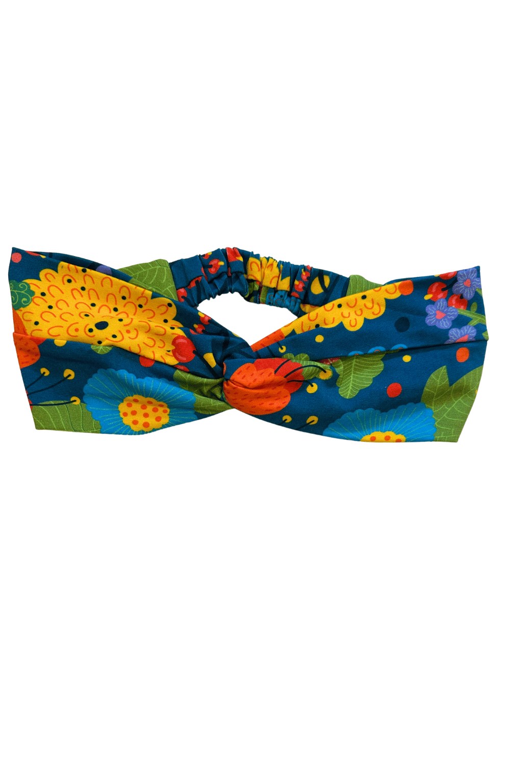 Hedda hårband Trädgård Rosa - Headband in pink and petrol floral print