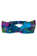 Hedda hårband Trädgård Lila - Headband in petrol and purple floral print