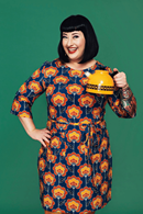 Doris dress Retroblom blåbrun