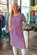 Bella dress Mört Röd/Blå