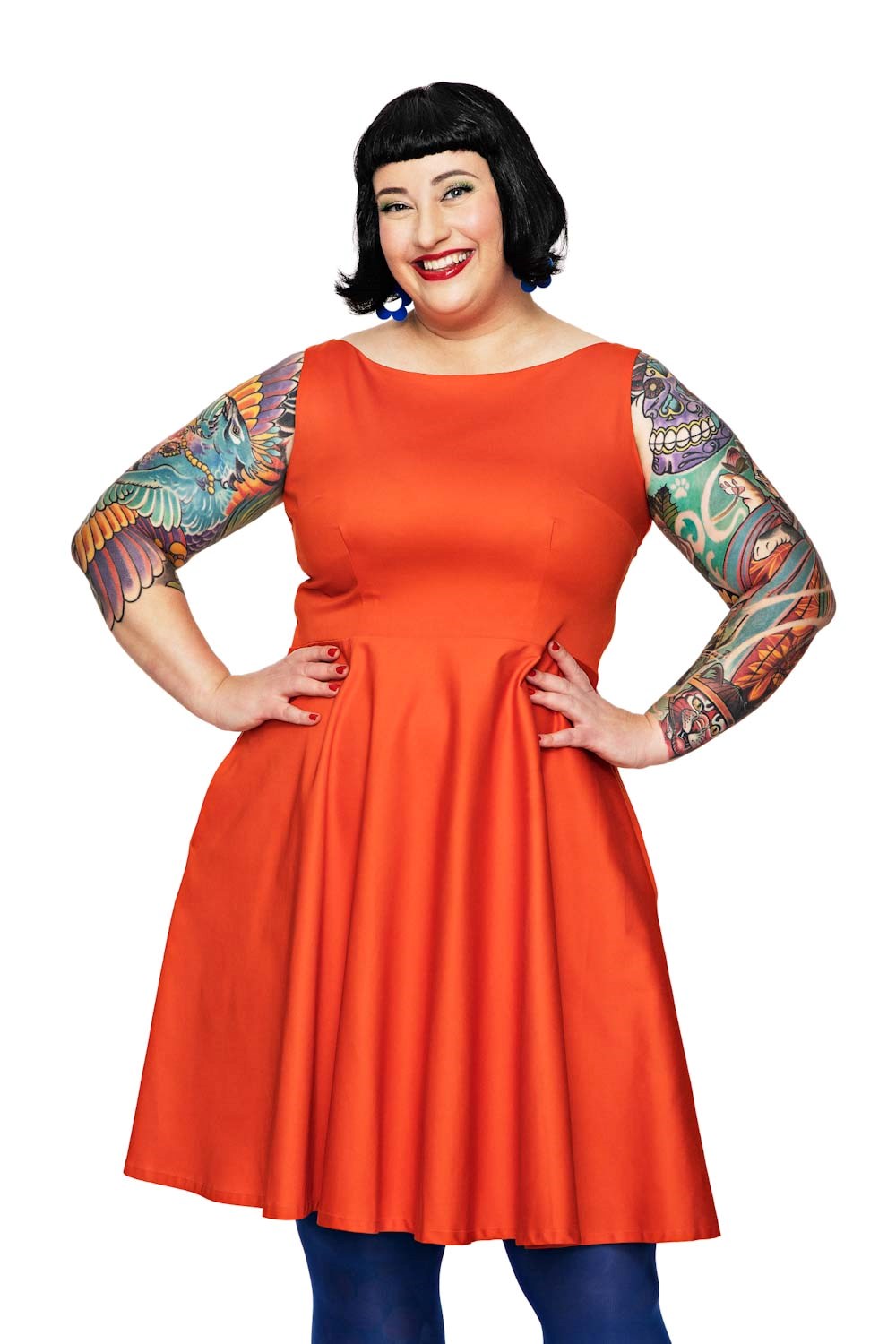 Saga dress Apelsin |  Orange retro summer dress with pockets