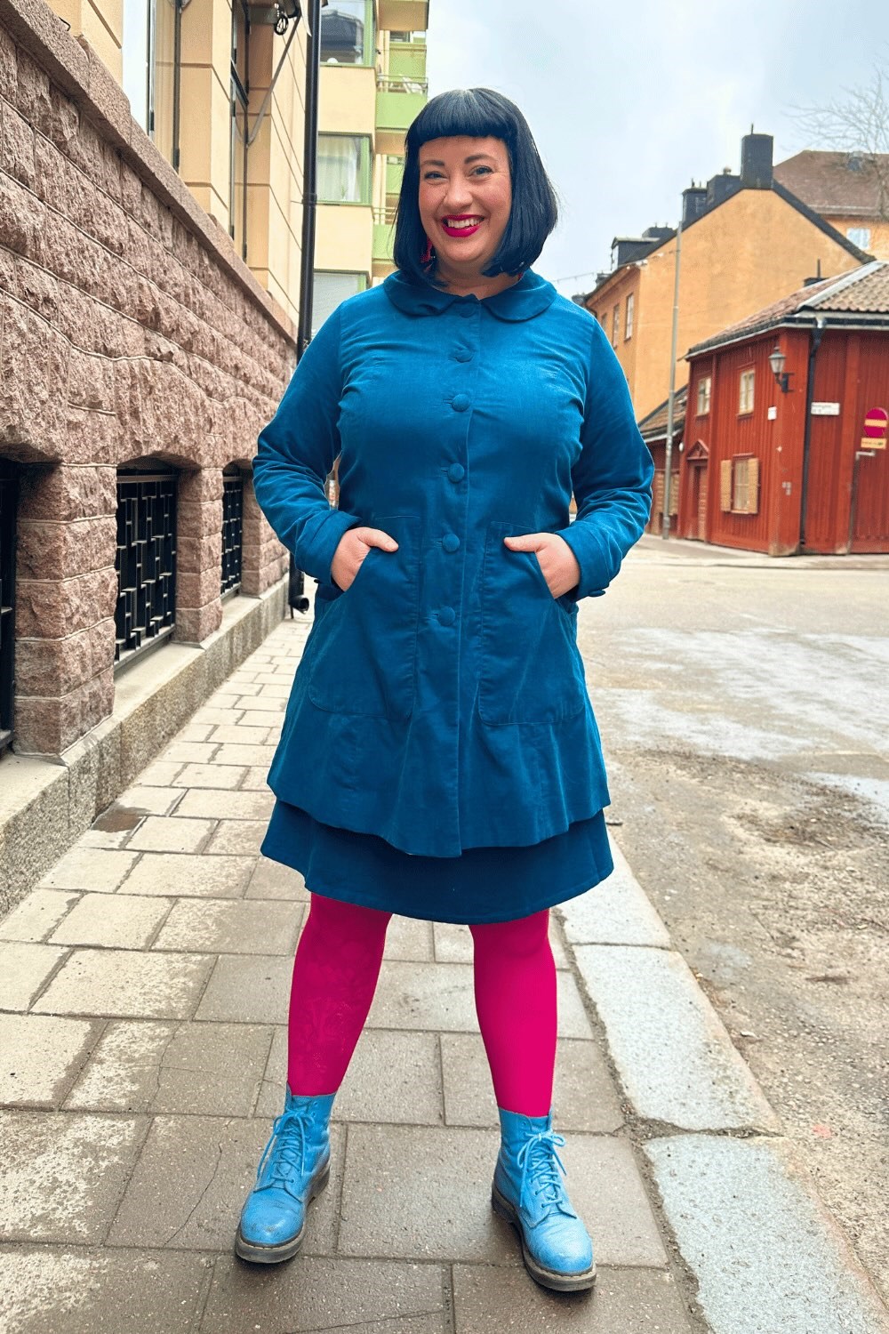 Berit coat manchester Petrol - blue women's spring jacket 60s style