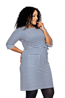 Cissi och Selma Doris dress with blue stripes - cotton jersey summer dress