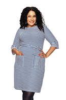 Cissi och Selma Doris dress with blue stripes - cotton jersey summer dress