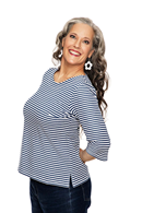 Cissi och Selma Vendela jersey top with blue stripes | breton cotton top