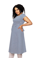 Cissi och Selma Hilda dress with blue stripes - Women's summer dress in jersey cotton
