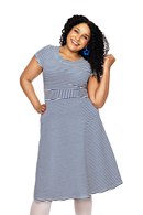 Cissi och Selma Hilda dress with blue stripes - Women's summer dress in jersey cotton