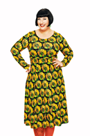 Helga dress Kronblad senap - yellow printed empire waist dress