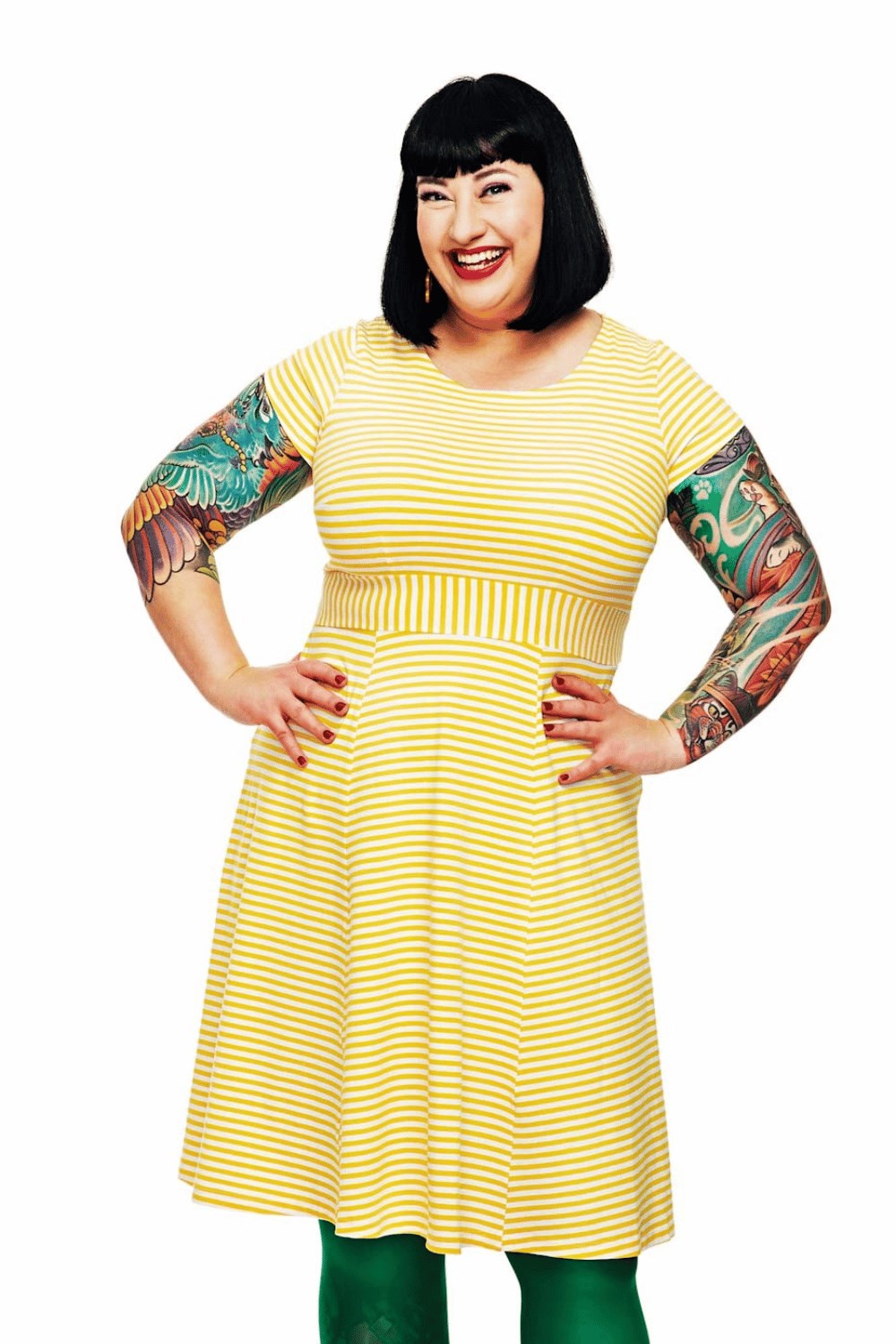 Hilda dress Randig Gul