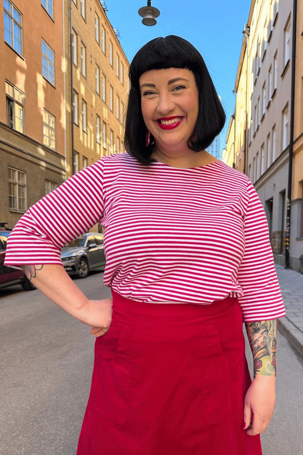 Cissi och Selma Vendela jersey top with pink stripes | breton top