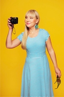 Cissi och Selma Hilda dress with turquoise stripes - Women's casual and feminine summer dress in cotton