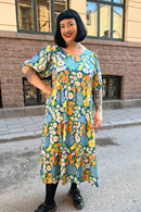 Ida klänning Blomklasar | Floral print midi dress