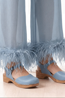 Diana clog blue | low clogs in leather with strap