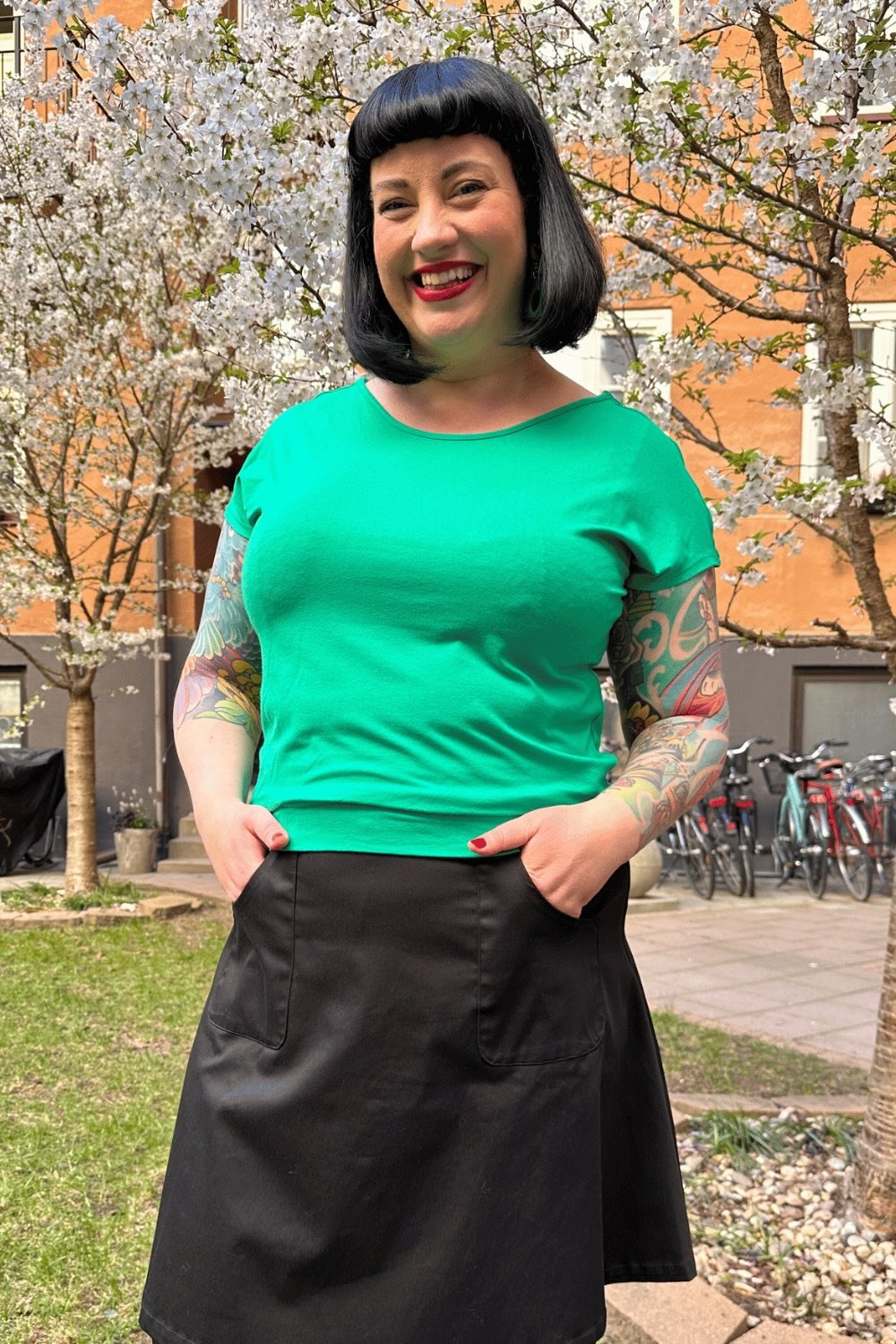 Cissi och Selma Ylva top Grön | Green boat neck summer blouse