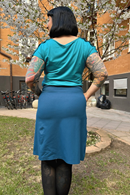 Majken skirt Petrol | Blue skirt with pockets in cotton jersey