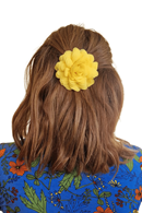Hair clip flower chiffon buttercup yellow