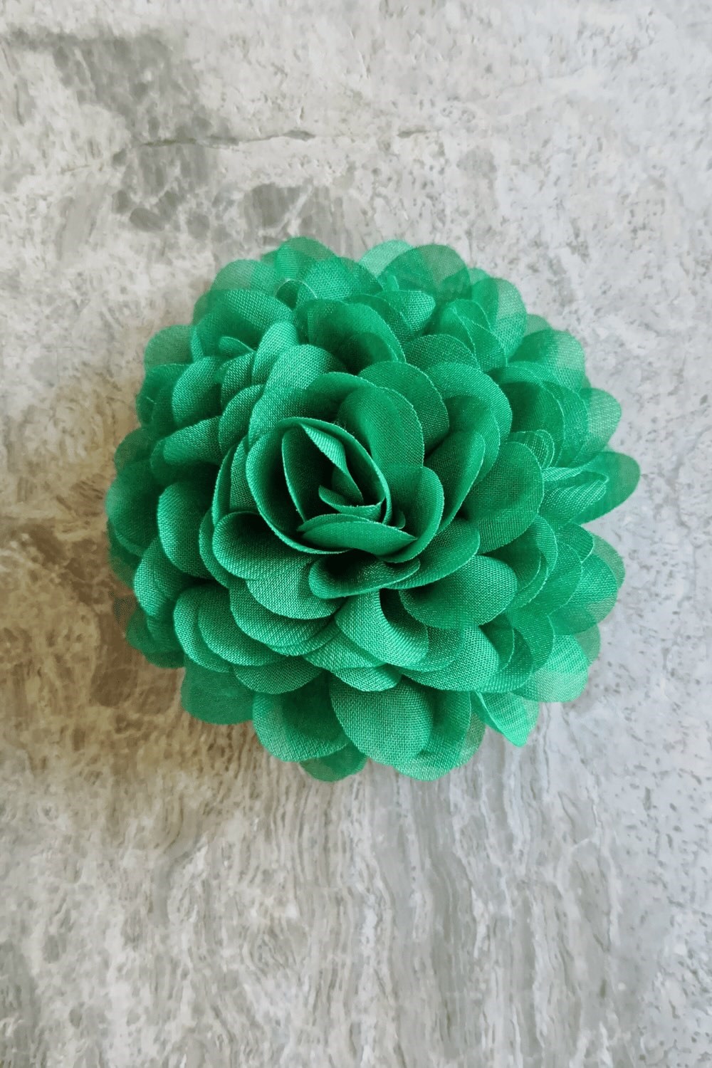 Hair clip flower chiffon Kelly green