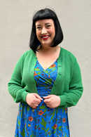 Sigrid cardigan Äng - Green knitted cardigan in organic cotton