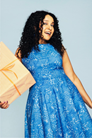 Cissi och Selma Saga Dress Ängsblom Blue | Floral occasion Dress with pockets