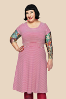Cissi och Selma Hilda dress with pink stripes - Women's casual summer dress in cotton
