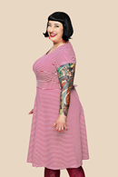 Cissi och Selma Hilda dress with pink stripes - Women's casual summer dress in cotton