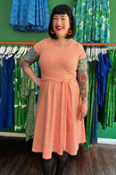 Hilda dress with orange stripes - Women's casual summer dress in cotton