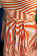 Hilda dress with orange stripes - Women's casual summer dress in cotton