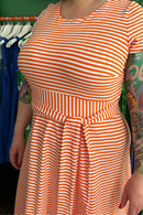 Cissi och Selma Hilda dress with orange stripes - feminine summer dress in cotton tricot